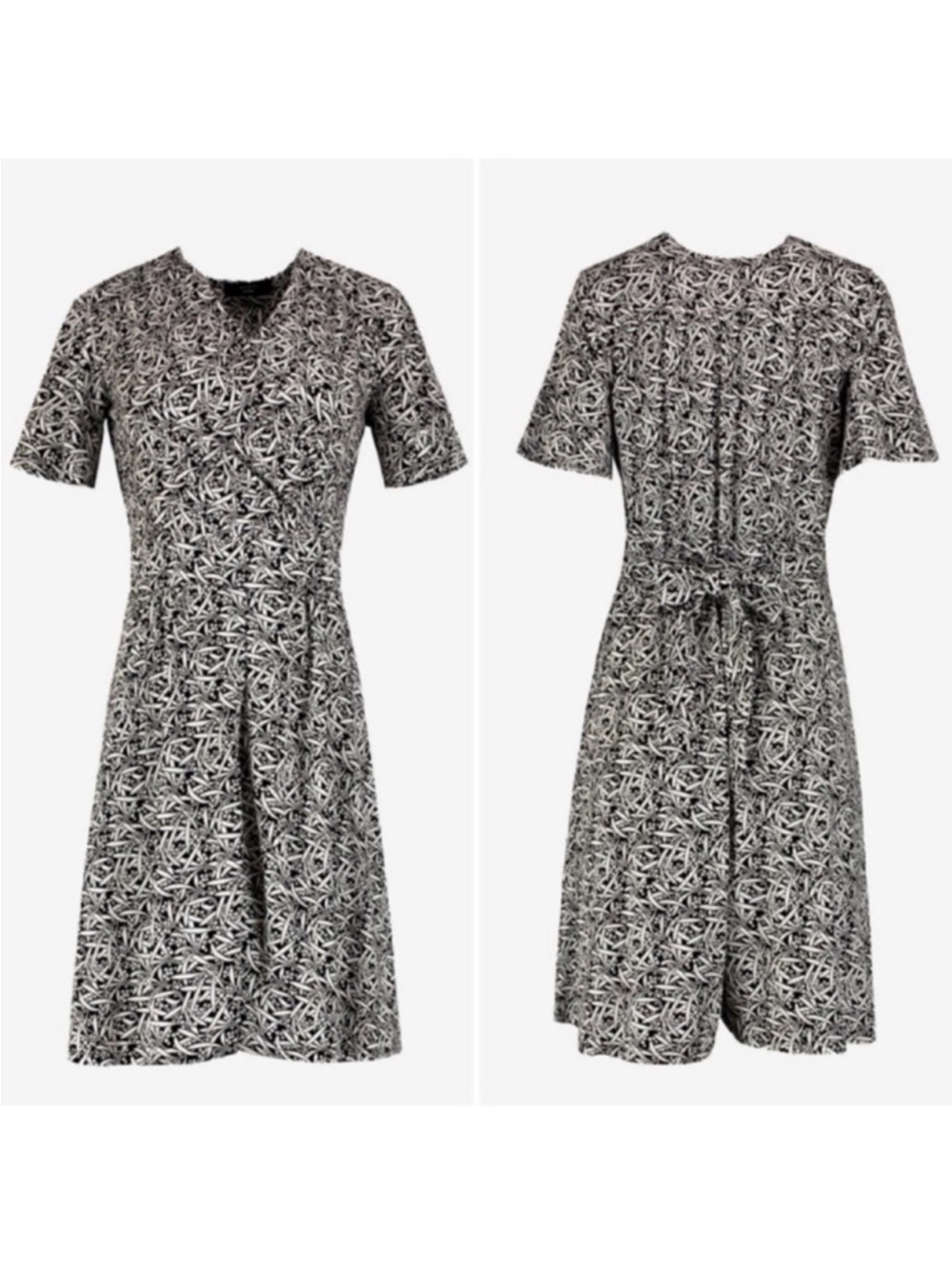 Weekend MaxMara Brianza Black White All Over Print Wrap Romper Jumpsuit Size XS